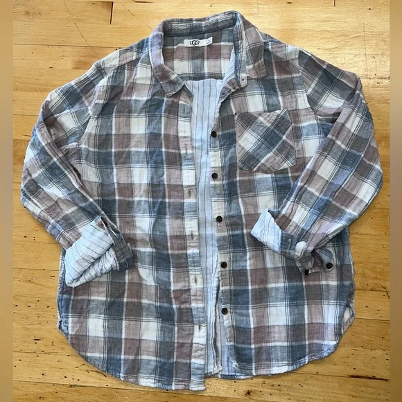 UGG Tops Ugg Womens Plaid Shirt Relaxed Open Back Xl Poshmark